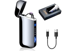 DONGQI Zapalniczka elektryczna, Dual ARC, zapalniczka z łukiem świetlnym, USB, wiatroszczelna, ze wskaźnikiem baterii, zapalniczka, prezent dla męża, ojca, przyjaciela, prezent na Boże Narodzenie dla mężczyzny