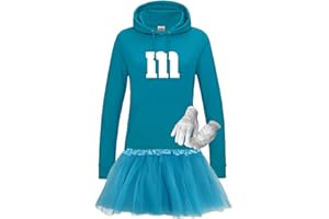 Jimmys Textilfactory Hoodie M&M + Tüllrock Karneval Gruppenkostüm Schokolinse 9 Farben Damen XS-2XL Mundm Fans Tanzgruppe Fasching Verkleidung Rosenmontag