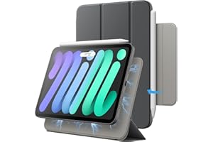 JETech Magnetyczne Etui dla iPad mini (A17 Pro, Model 2024, 7. Generacji) / mini 6 (Model 2021, 6. Generacji), Smukły Case z Funkcją Automatycznego Budzenie/Usypianie (Gwiezdna Szarość)