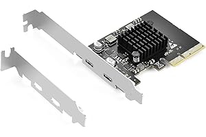 ELUTENG PCIE USB 3.2 Karte 2 Ports 2 x 10Gpbs Kompatibel mit PCIE X4/X8/X16, PCI Expree zu USB C 3.2 Gen2 Erweiterungskarte 20Gbps US B-Karte mit Großflächigem Kühlkörper für Desktop PC Windows