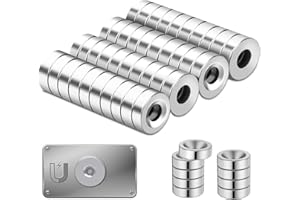 HIKPACKER 40 Piezas Imanes Neodimio Potentes, 10 x3 x3 mm Agujero de Cabeza Avellanada Imanes pequeños Redondos para Pizarras Blancas, Neveras, Fotos y Pizarras Magnéticas