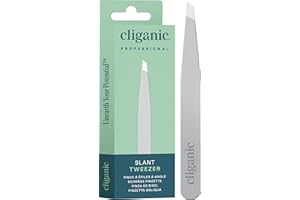 Cliganic Professional Eyebrow Tweezers Slant Tip (Silver) - Precision for Men & Women, Stainless Steel Best for Plucking Chin Facial Hair