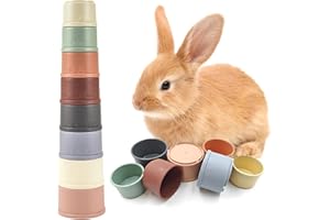 starfa lab 8 Pcs Stacking Cups for Small Animal Toys,Nesting Rabbit Toys of Different Sizes,Safe Plastic Colorful Nesting for Bunny Guinea Pig Hiding Food and Playing