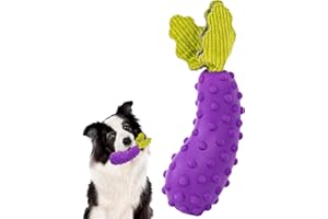CIIVURR Squeaky Dog Chew Toys for Aggressive Chewers, Indestructible Tough Durable Interactive Dog Toys for Teething Boredom, Natural Rubber Stick Puzzle Toy for Small Medium Breed -Aubergines