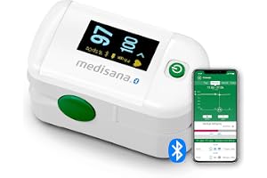 medisana PM 100 connect pulsoximeter fingerpulsoximter med app-integrering | mätning av syremättnad i blodet, med OLED-display, one-touch-manövrering med VitaDock+-app, Bluetooth