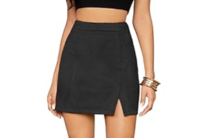 Maeau - Gonna da Donna Corta Gonna Camoscio Sintetico Vita Alta Gonne A-Line Eleganti Gonna A Tubino Slim Gonna Casual Moda con Cerniera per Quotidiano Party Festa