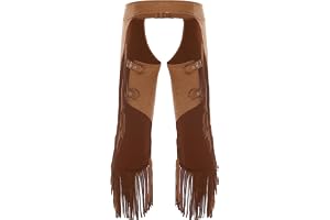 Yihuimin cowboy chaps västerländsk showchaps med tofsar öppna steg byxor cosplay halloween karneval kostym rave party