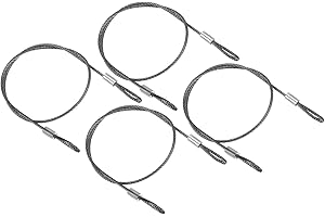 PATIKIL 16 Inch Safety Security Cable Wire, 4 Pack Stainless Steel 40cmx2mm Stage Lights Rope with Double Loop for DJ Lighting Luggage Lock