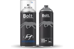 Bolt Spray Premium Paint - PACK SPRAY PINTURA BICAPA PARA HYUNDAI METALIZADO + BARNIZ 1K 400ML - F2 CHARCOAL GREY EFFECT