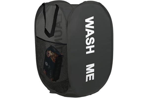 KIAYOO Panier à Linge Pliable, Corbeilles à Linge Pop Up Laundry Baskets Sac à Linge,Paniere a linge sale avec Manipuler pour Salle de bain Chambre à coucher Buanderie Chambre d'enfant Voyage, Noir