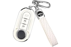 FT FUNTOR für Fiat Schlüsselanhänger Abdeckung, 3-Knopf Silikon Schlüsselanhänger, 360 Grad Autoschlüssel Case Schutz Kompatibel mit 500L/Brava/Bravo/Doblo/Ducato (Weiß)