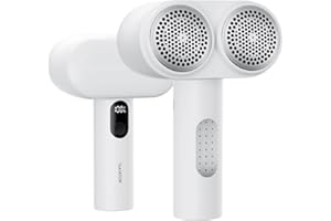 GAIATOP Fabric Shaver, Larger Rechargeable Lint Remover, Electric Lint Shaver with LED Display and Double Head with 6-Blades, 3-Speeds Remove Fuzz for Clothes, Furniture, Sweater, Pills, Couch, White