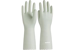 LANON PROTECTION LANON 1 Pair Cleaning Gloves, Latex Free Washing up Gloves, Cotton Flocked Lined Dishwashing Gloves for Kitchen, Reusable, Waterproof, Non-Slip, Canary Green, Large