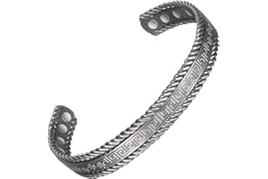 EnerMagiX Copper Magnetic Bracelets for Men Women, 99.9% Solid Copper Magnetic Cuff Bangle with Ultra Strength Magnets,Brazaletes (2047S)