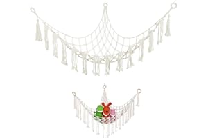 PUEDNO Toy Storage Hammock for Stuffed Animals Net Hammock Plush Toy Hanging Corner Soft Toy Hammock with Hooks for Kids Bedroom Decor, 140×140×100cm