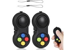 GENERIC 2Pcs Fidget Pad with 8 Fidget Functions, Portable Stress Reliever Controller, Handheld Toy for ADHD, ADD, Autism, Anxiety Relief, Stress Reducing Toy for Kids and Adults (Black)