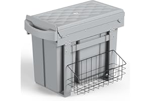 Lovewind Abfallsammler Tandem, 10L+20L, Mit seitlichem Hängekorb, Abfalleimer für Schränke ab 300 mm Breite, Mülltrennung als Vollauszug mit Teleskopschienen, Dunkelgrau