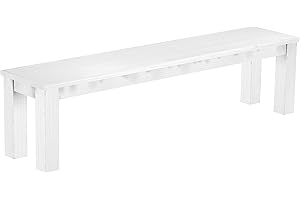 B.R.A.S.I.L.-Möbel Brasilmöbel Sitzbank 180 cm Rio Classico Schneeweiss Massivholz aus Pinie, Verschiedene Größen & Farben, ideal für Esszimmer & Küche