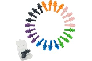 EMBER ROCK Swimming Ear Plugs - 12 Pack Silicone Earplugs for Kids & Adults - Waterproof, Reusable & Noise Cancelling for Sleeping & Swimming - Each Pair Includes Carry Case (Multicolour)