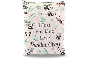 BAUNA Panda-Buchtasche mit Panda-Liebhabern, Bucheinband, Panda, Mutter, Geschenk, Panda, Büchertasche, mit Reißverschluss, für Buchliebhaber (Panda BM)