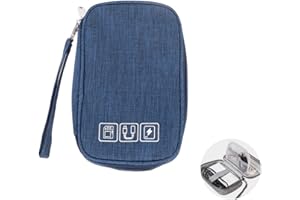 CRSUSUKJ Borsa Accessori Elettronici,Cable Organizer Impermeabile, Organizzatore Cavi Custodia Cavi da Viaggio Porta Caricabatterie Organizer Cavi Compatibile with Smartphone... (Blu scuro)
