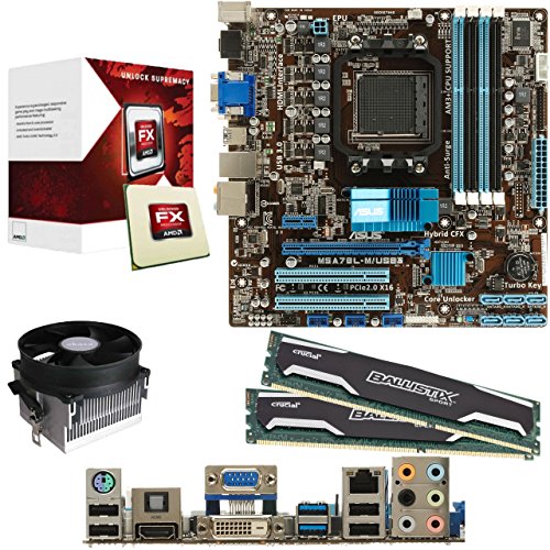 AMD Vishera FX-6300 6 Core 3.5Ghz CPU, ASUS M5A78L-M/USB3 Motherboard, 8GB DDR3 1600Mhz Crucial Ballistix RAM & Akasa Contac Pre-Built Bundle