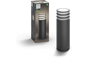 Philips Hue Lucca White LED Smart Outdoor Pedestal Light, For Garden and Patio. Works with Alexa, Google Assistant and Apple HomeKit, Pack of 1