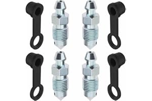 TRUMIZON 4 Pcs M8x1mm Bleed Screw Set for Disc Brake Caliper - Includes Dust Cap & Galvanized Metal Screws - Compatible with Motorcycle and Car Brake Pumps