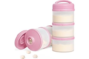 Termichy Dozownik mleka w proszku dla niemowląt, możliwość układania w stos, pudełko do przechowywania mleka w proszku, 2 sztuki (dziecięcy róż-2)