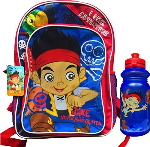 Jake and the Neverland Pirates I Seek Adventure Children's Backpack with Cute Jake and the Neverland Pirates Pull-top Water Bottle by Jake &amp; The Neverland Pirates
