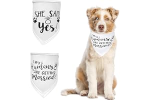 HACRAHO Lot de 2 bandanas de mariage pour chien « My Humans Are Getting Married » avec inscription « She Said Yes » pour photo de mariage pour chiens de petite, moyenne et grande taille, blanc