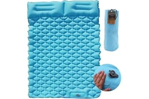 HI FINE CARE Almohadilla de dormir para camping, colchoneta inflable con almohada, almohadilla de camping con bomba de pie integrada, almohadilla de colchón ligera para campamento en coche, camping, mochileros,