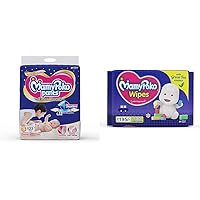 MamyPoko Pants Extra Absorb Diapers Monthly Pack, Small (Pack of 123) & MamyPoko Wipes with Green Tea Essence - Pack of…