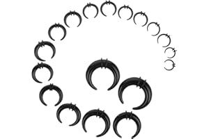 Lusofie Akrylowy zestaw do rozciągania przegrody nosowej, czarny szczypacz przegrody nosowej, stożki w kształcie litery C, zestaw do przekłuwania przegrody nosowej, pierścienie przedłużające do nosa,