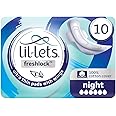 Lil-Lets Freshlock™ Ultra Thin Period Pads - 10 Count (1 Pack), Night Absorbency, with Wings, Unscented, 100% Cotton Cover, Nightime Sanitary Towels