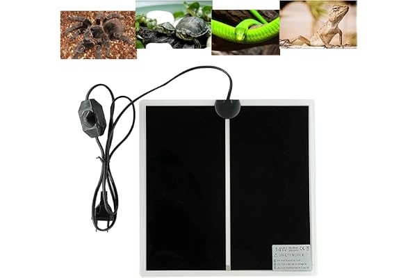 FIPASEN Tapis Chauffant Reptile, Coussin Chauffant Terrarium Réglable avec Contrôle De La Température pour Reptiles -Tortue, Serpents, Lézards, Geckos, Araignées - Chauffant Aquarium (14W: 28x28CM)