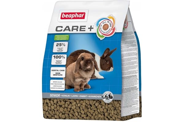 BEAPHAR – Care+ kanin Senior – för gnagare och smådlare – från 6 Livsår – med Spirulina, E-vitamin, Yucca Schidigera – stöder