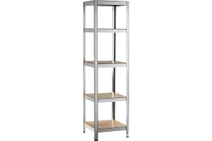 Wiltec Förvaringshylla galvaniserad 45 x 45 x 180 cm lastkapacitet 200 kg/hyllplan, hylla i stål med 5 hyllplan