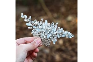 Handcess, pettinini da sposa, accessori da sposa in argento con diamanti sintetici, accessori da donna