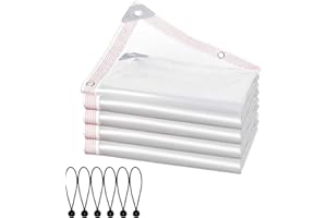 SAITUMA Telo impermeabile per Esterno Telone Trasparente Occhiellato Telo Impermeabile Trasparente,Teloni Pieghevoli Resistente Alle perper piante serra patio,auto,animali,domestici,mobili (2mx2m)
