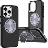 Coverzone iPhone 16 Pro Max ile uyumlu Kılıf Double Color Magsafe ile uyumlu Stand Olabilen 360&deg; D&ouml;nen Halka Ring Tutuculu Al