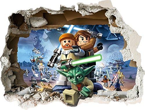 Lego Star Wars 3D smashed hole in wall vinyl sticker for bedroom boy and girls mural decal wall art Size: Large 70 cm X 50 cm
