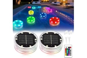 WDKXCN 2Pcs Iluminación LED Subacuática Solar, Luz Solar para Piscina con Cambio Color, IP68 Luces Subacuáticas para Piscina con Mando, RGB Iluminación LED Flotante para Estanque, Fuente