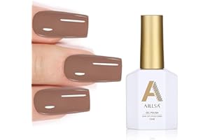 AILLSA Caramel Brown Gel Nail Polish Coffee Dark Nude Gel Polish Cute Color Gel Nail Polish Natural Sepia Long Lasting Soak Off U V Gel Nail Salon DIY Holiday Gifts for Women 0.51 Fl Oz/GF06