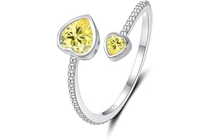 STEP FORWARD Bagues en Argent Sterling pour Adolescentes: Pierre de Naissance D'avril Pierres en Forme de Coeur Cadeau de Bijoux D'anniversaire pour les Femmes ou les Filles ou les Copines