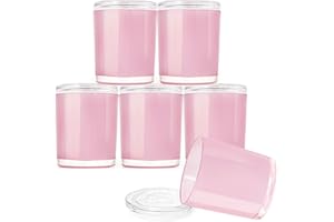 Amorxiao 6 Stück Rosa Kerzengläser aus Glas, 14,4 OZ Leere Kerzendosen mit Dichtungsringen und Deckeln zur Kerzenherstellung, Kerzenbehälter aus Dickem Glas, Spülmaschinenfest