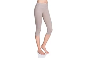 MITAAMI High Waisted 3/4 Lenght Cropped Cotton Pants - Non See Through Capri Leggings Tummy Control Panel Active Pants - Casual Stretchy Sport Gym Yoga Leggings