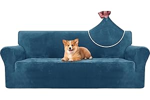 CYCMACO Copridivano Velluto Spesso 3 Posti, Universale Copridivani Elasticizzati, Copri Divani Antiscivolo, Moderno Sofa Cover Antigraffio, Fodera Divano Antimacchia Lavabile, Blu Pavone