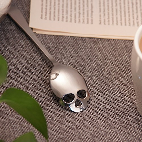 Totenkopf Teelöffel FOXAS Edelstahl 18/10 Schädel Totenkopf Zuckerlöffel Teelöffel 6er Set Skull Spoon - 6