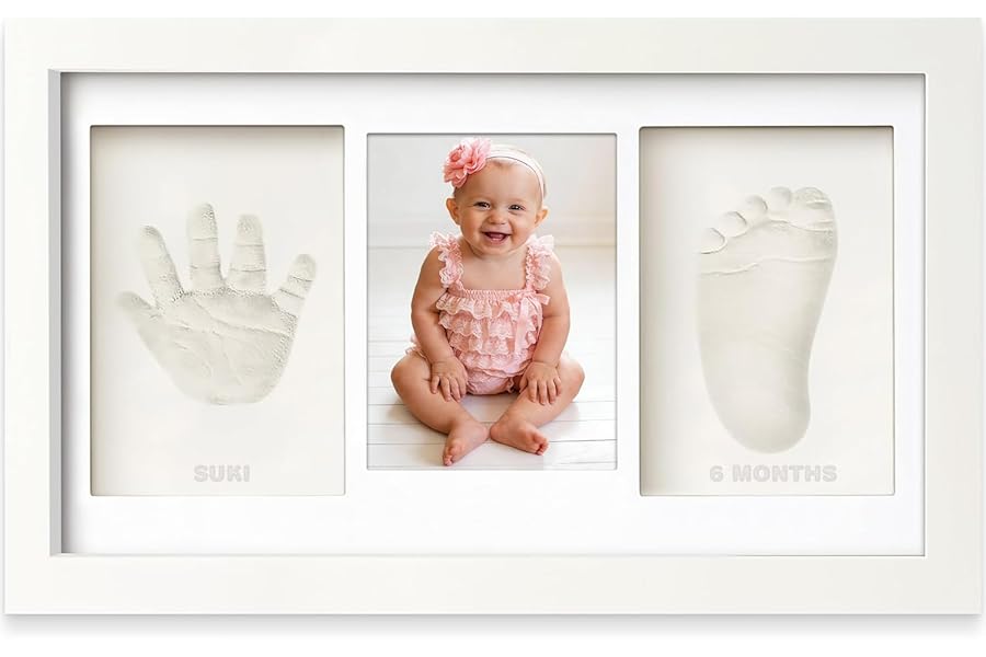Yiukou Baby Handprint Footprint Kit Keepsake Photo Framed Pictures for Newborn Gifts, Personalized Baby Milestone Gift, Memory Picture Frames for Baby Registry, Nursery Decor